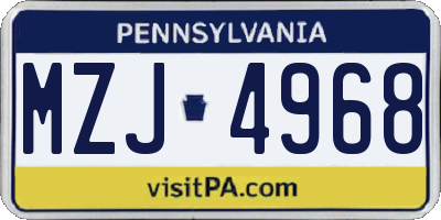PA license plate MZJ4968
