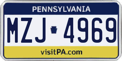 PA license plate MZJ4969