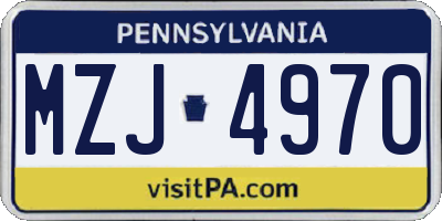 PA license plate MZJ4970