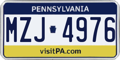 PA license plate MZJ4976
