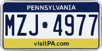 PA license plate MZJ4977