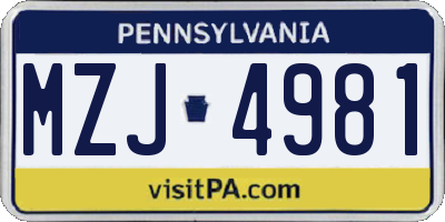 PA license plate MZJ4981