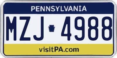 PA license plate MZJ4988