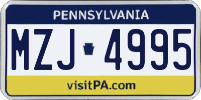 PA license plate MZJ4995