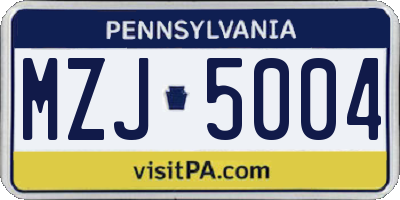 PA license plate MZJ5004
