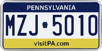 PA license plate MZJ5010