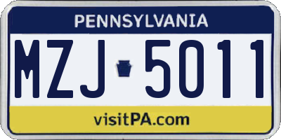 PA license plate MZJ5011