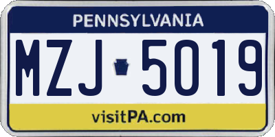 PA license plate MZJ5019