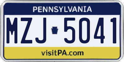 PA license plate MZJ5041