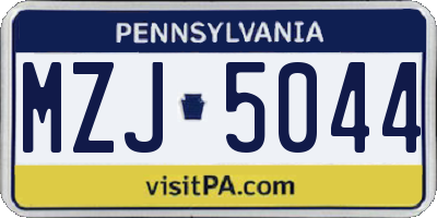 PA license plate MZJ5044