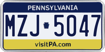 PA license plate MZJ5047