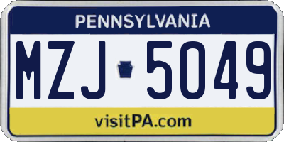 PA license plate MZJ5049