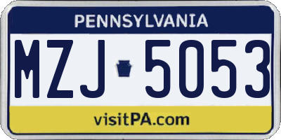 PA license plate MZJ5053