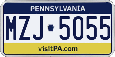 PA license plate MZJ5055