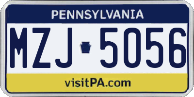 PA license plate MZJ5056