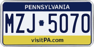 PA license plate MZJ5070