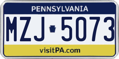 PA license plate MZJ5073