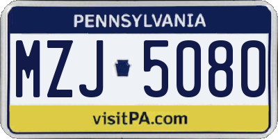 PA license plate MZJ5080