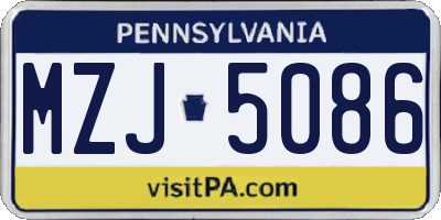 PA license plate MZJ5086