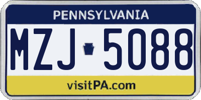 PA license plate MZJ5088