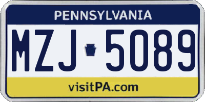 PA license plate MZJ5089