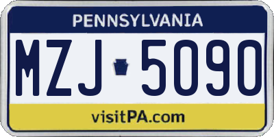 PA license plate MZJ5090
