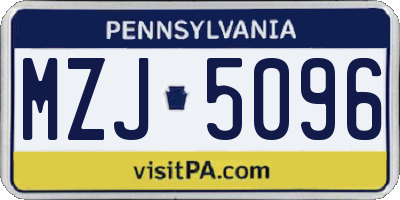 PA license plate MZJ5096