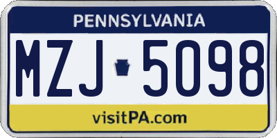 PA license plate MZJ5098