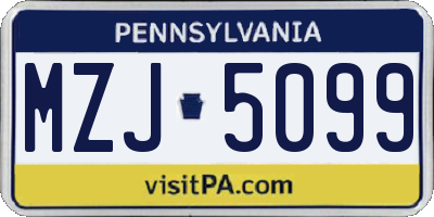 PA license plate MZJ5099