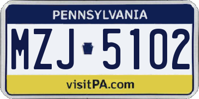 PA license plate MZJ5102