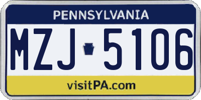 PA license plate MZJ5106