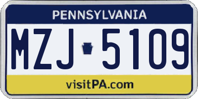 PA license plate MZJ5109