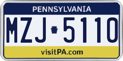PA license plate MZJ5110