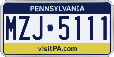 PA license plate MZJ5111