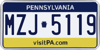 PA license plate MZJ5119