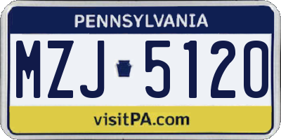 PA license plate MZJ5120
