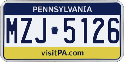 PA license plate MZJ5126