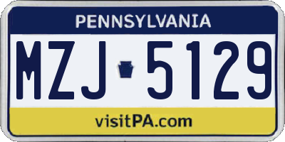 PA license plate MZJ5129