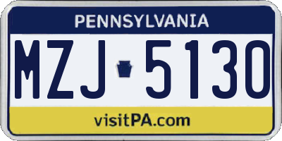 PA license plate MZJ5130
