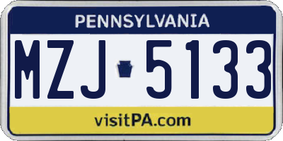 PA license plate MZJ5133