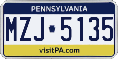 PA license plate MZJ5135