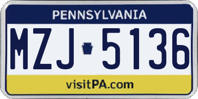 PA license plate MZJ5136