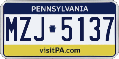 PA license plate MZJ5137