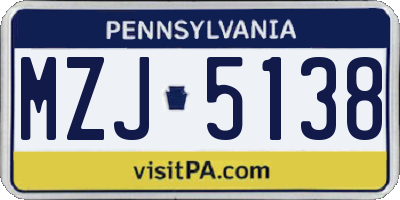 PA license plate MZJ5138