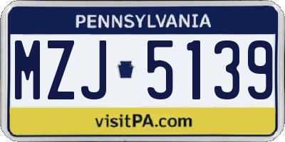 PA license plate MZJ5139