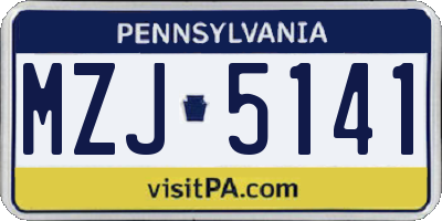 PA license plate MZJ5141