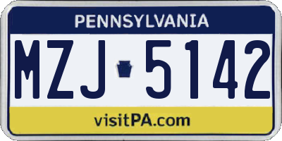 PA license plate MZJ5142