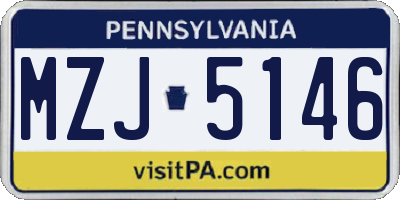 PA license plate MZJ5146