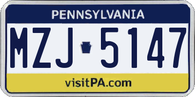 PA license plate MZJ5147