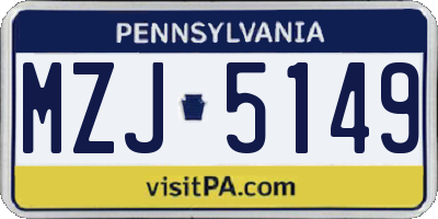 PA license plate MZJ5149